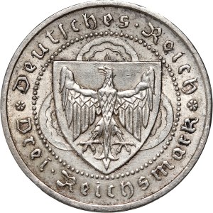 Germany, Weimar Republic, 3 Mark 1930 A, Berlin, Vogelweide