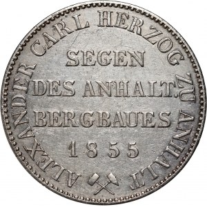 Germany, Anhalt-Bernburg, Alexander Carl, Thaler 1855 A, Berlin