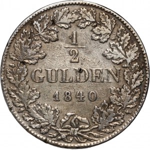 Germany, Hessen-Darmstadt, Ludwig II, 1/2 Gulden 1840