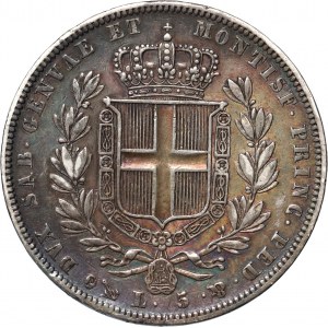 Italien, Sardinien, Charles Albert, 5 Lire 1835 P, Genua