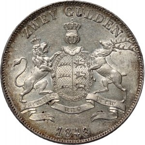 Germany, Württemberg, Wilhelm I, 2 Gulden 1848
