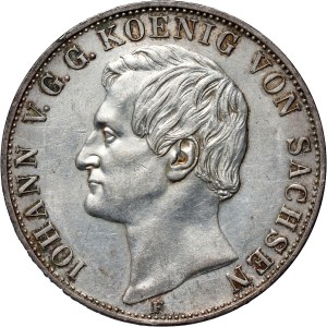 Germany, Saxony, Johann I, 2 Thalers (3 1/2 Gulden) 1855 F, Dresden