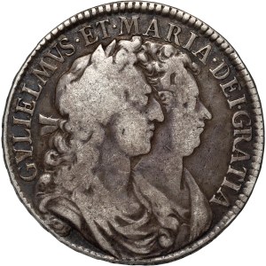 Großbritannien, Wilhelm III. und Maria II. Stuart, 1/2 Krone 1689, London