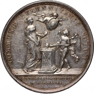 France, Louis XV, medal from 1747, Marriage of Maria Josepha and Louis Ferdinand