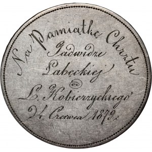 19. Jahrhundert, Medaille Zum Gedenken an die Taufe von Jadwiga Łabęcka, Gravur auf einem Taler von 1764.