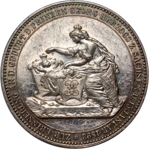Deutschland, Sachsen, Medaille von 1893, Geburt von Prinz Georg