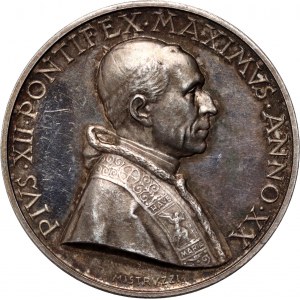 Vatican, Pius XII, medal from 1957, Installation of the transmitter of Santa Maria di Galeria