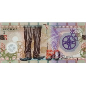 PWPW banknot testowy, 50 Chaplin 2020, w folderze PWPW