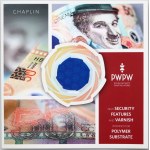 PWPW banknot testowy, 50 Chaplin 2020, w folderze PWPW