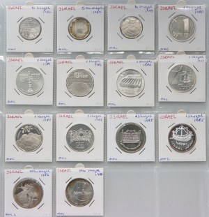 Izrael, zestaw monet okolicznościowych (14 sztuk) z lat 1982-1988