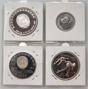 Korea Północna, zestaw monet (4 sztuki) z lat 1988-2002