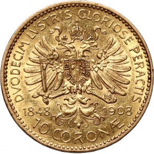 Austria, Franz Joseph I, jubile 10 Korona 1908, 60th Anniversary of Reign