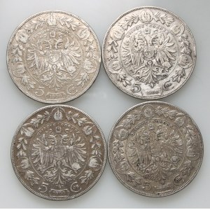 Austria, Franz Joseph I, set of 4 x 5 Korona 1900, Vienna