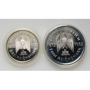 Germany, set of 2 x silver medal 1982, 150th Anniversary of Goethe's Death
