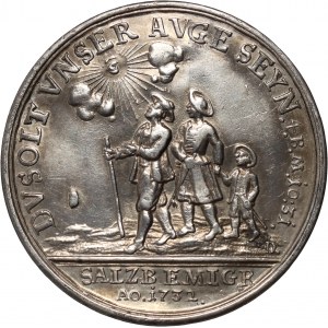 Austria, Salzburg, medal from 1732, Reception of Salzburg Emigrants