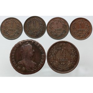 Hungary, set of coins (6 pieces) from 1763-1886