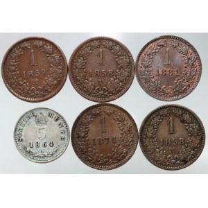 Austria, set of coins (6 pieces) from 1858-1881