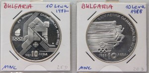 Bułgaria, zestaw monet, 10 lewa 1987 i 10 lewa 1988, Olimpiady