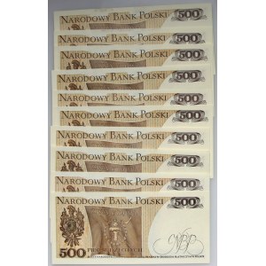 PRL, zestaw 10 x 500 złotych 1.06.1982, serie EK, ES, FF, FG, FM, FR, FS, FY, GK