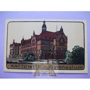 Katowice, Kattowitz, Gymnasium, Steindruck, ca. 1923