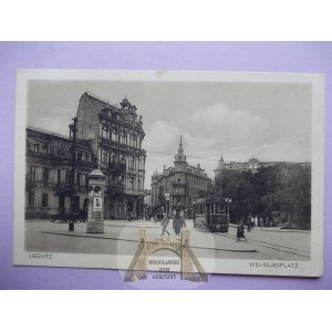 Legnica, Liegnitz, Wilhelmovo náměstí, tramvaj, 1926