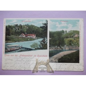 Zlotý Potok u. Lubań, údolí řeky Kwisa, mlýn, vodopád, 1903