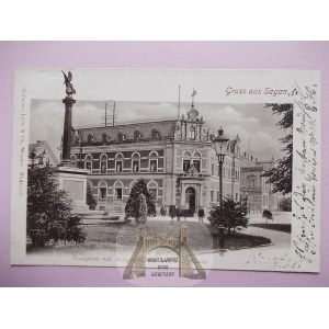 Żagań, Sagan, post office and monument, 1901