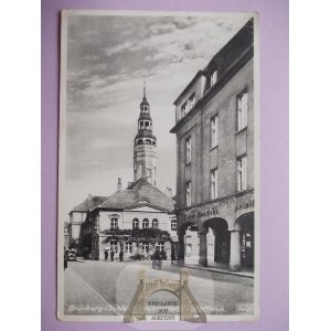 Zielona Gora, Grunberg, Market Square, town hall, arcade, ca. 1940.