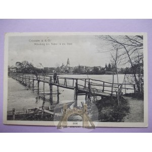 Krosno Odrzańskie, Crossem, temporary bridge, 1916