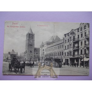 Poznan, Posen, St. Martin Street, tramway, 1910