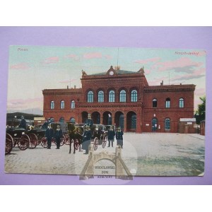 Poznań, Posen, dworzec, dorożki, fikarzy, ok. 1910