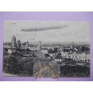 Poznan, Posen, airship over the city, 1915
