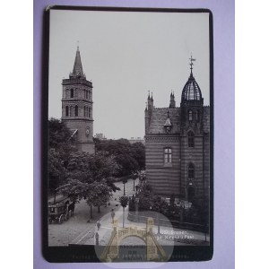 Gniezno, Gnesen, Kościół i poczta, zdjęcie gabinetowe - światłodruk, ok. 1910