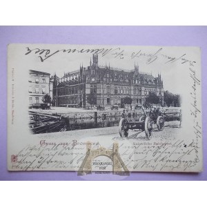 Bydgoszcz, Bromberg, pošta, vozy, cca 1900