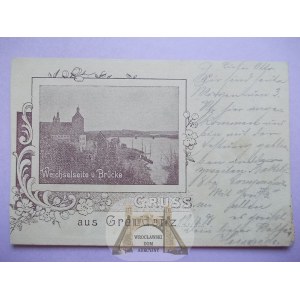 Grudziadz, Graudenz, panorama, dekorativní rám, 1898