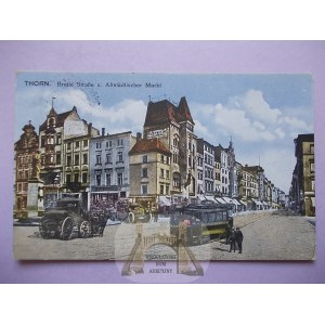 Toruń, Thorn, Breitestrasse, tramwaj, 1917