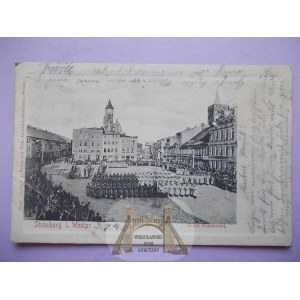 Brodnica, Strassburg, Marktplatz, Militärparade, 1903