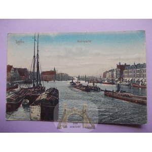 Szczecin, Stettin, port, barki, 1913