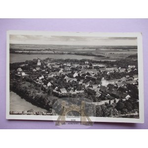 Moryń k. Chojna, Mohrin, panorama lotnicza, ok. 1930
