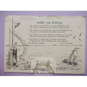 Kolobrzeg, Kolberg, graphic, rhyme, 1929