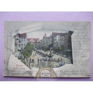 Danzig, Danzig, Dluga Street, Neptune, vignette - torn paper, 1900