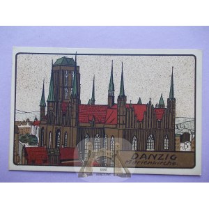 Gdańsk, Danzig, kościół Mariacki, Steindruck, ok. 1910