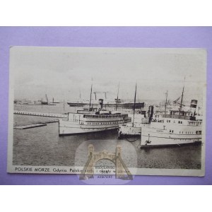 Gdynia, port, Polish ships and vessels, ca. 1935