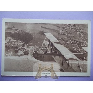 Gdynia, panorama lotnicza, samolot LeO H13, ok. 1930