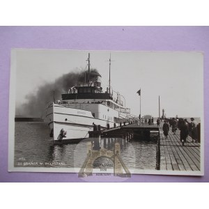 Hel, Hela, statek, parowiec, Gdańsk, przystań, ok. 1935