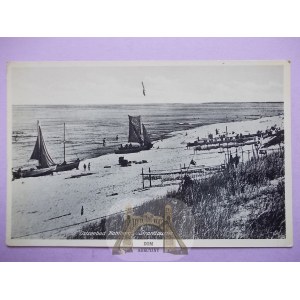 Krynica Morska, beach, sailboats, circa 1940.