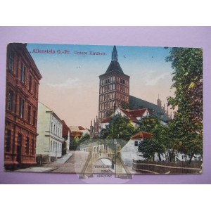 Olsztyn, Allenstein, street, church, ca. 1915