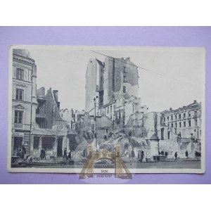 Warszawa, Krakowskie Przedmieście, ruiny, ok. 1940