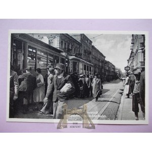 Lodz, occupation, streetcar, stop, 1940