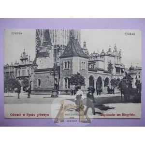 Kraków, odwach na Rynku głównym, ludzie, 1906